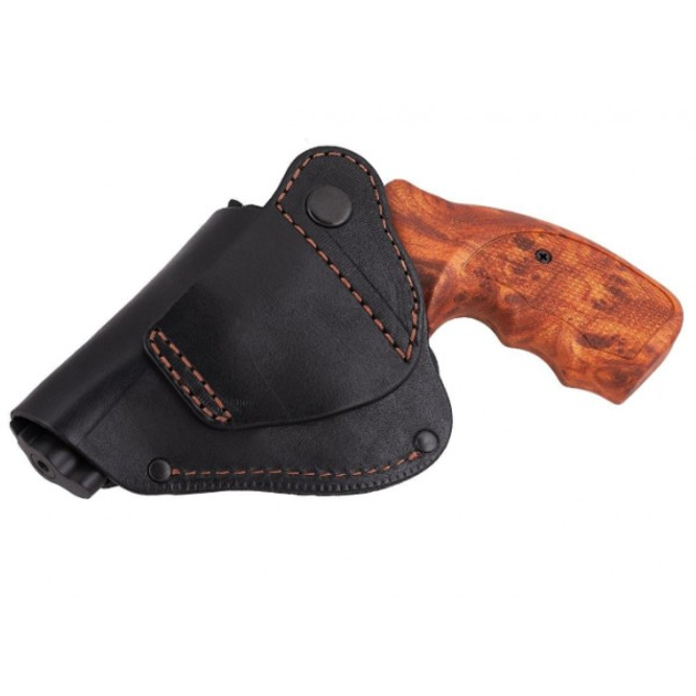 Кобура Револьвер 2,5 поясная + скрытого внутрибрючного ношения формованная с клипсой (кожа, черная) - изображение 2