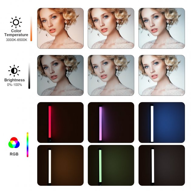 Лампа жезл с дефлектором для селфи Ring Light Stick RGB студийный свет для блогеров и фотографов 50 см - изображение 2