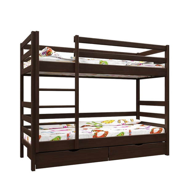 Двухъярусная кровать MEBLIUS Засоня 80 см x 200 см Темный орех с ...