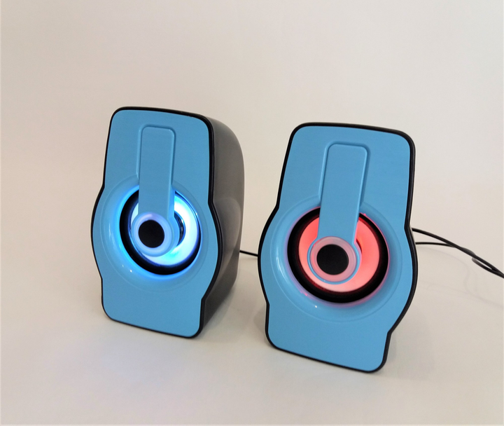 Комп'ютерні колонки USB F&T FT185 з підсвіткою, що переливається Чорно - блакитні 6Вт - зображення 2