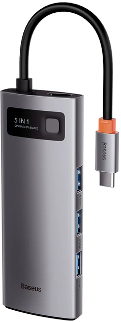 USB-хаб Baseus Metal Gleam Series 5-in-1 Type-C Gray (CAHUB-CX0G) - Фото 6 USB-хаб Baseus Metal Gleam Series 5-in-1 Type-C Gray (CAHUB-CX0G) - изображение 6