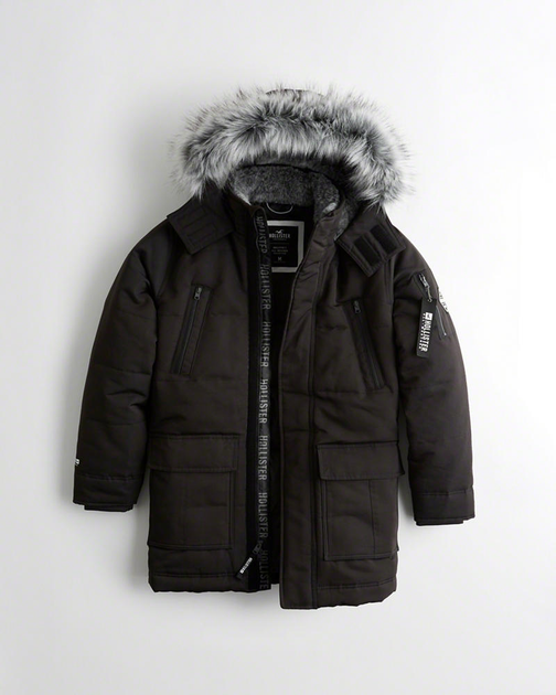 hollister black parka