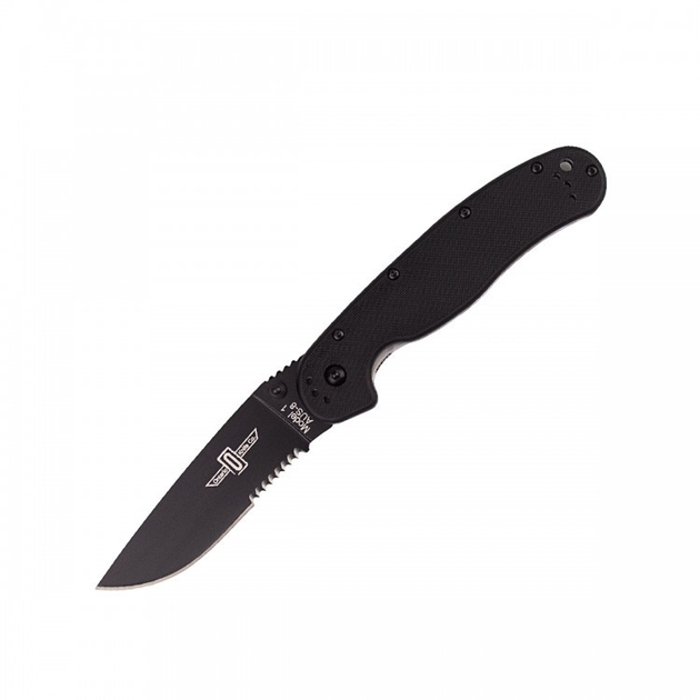 Нож Ontario RAT Folder черный полусеррейтор - изображение 1