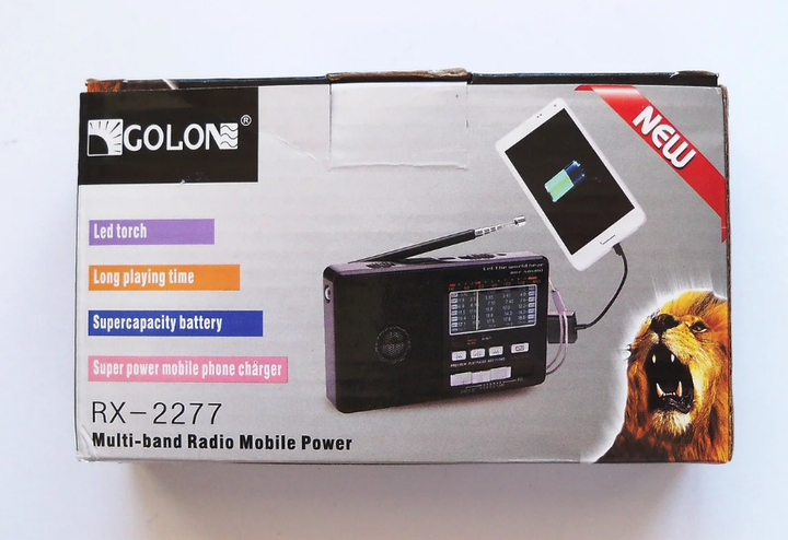Аккумуляторный портативный радиоприемник FM радио колонка с фонариком и USB выходом Power Bank Черный Golon (RX-2277) - изображение 7