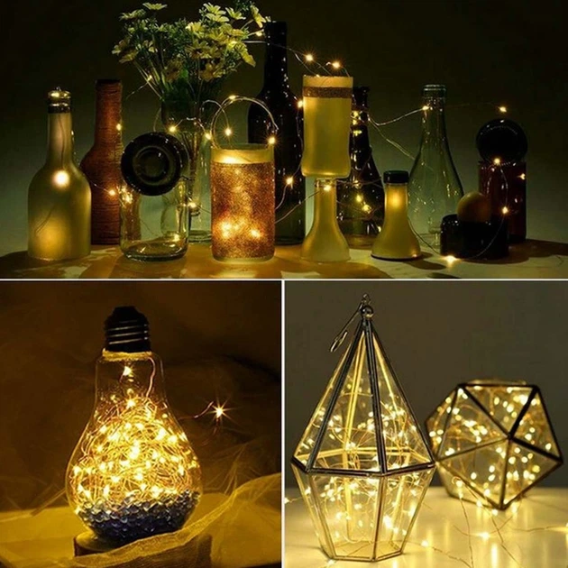 Светодиодная гирлянда Decorative Light Led 200 Нить проволока 20 м на батарейках Тёплый белый (2000992411714) - изображение 2