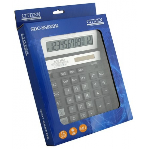 Калькулятор электронный Citizen 12-разрядный 203x158x31 мм (SDC-888X-BK ...
