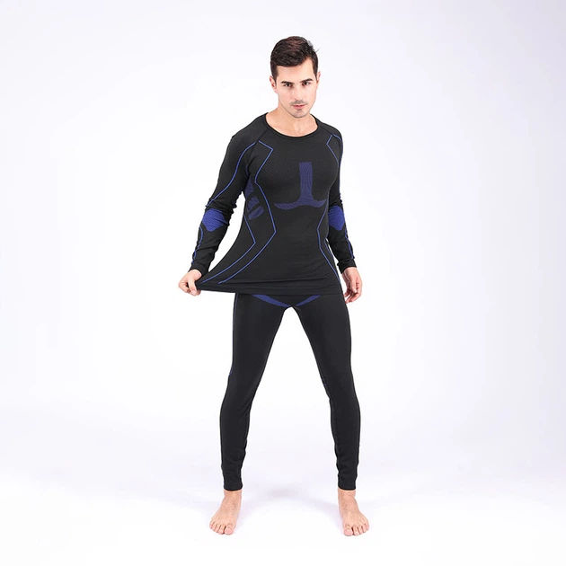 Комплект спортивного мужского термобелья Lesko A201 Black-Blue M теплый эластичный осень-зима - Фото 3 Комплект спортивного мужского термобелья Lesko A201 Black-Blue M теплый эластичный осень-зима - изображение 3
