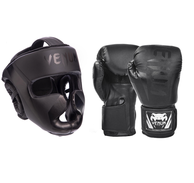 Боксерский набор, Боксерские перчатки 8 унций + Шлем для бокса размер S .