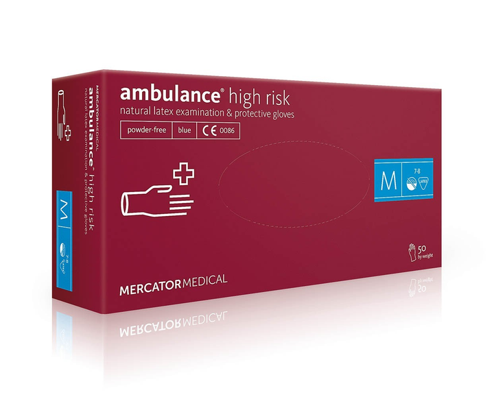 Перчатки латексные Ambulance® High Risk нестерильные неопудренные синие M (6736168) - изображение 1