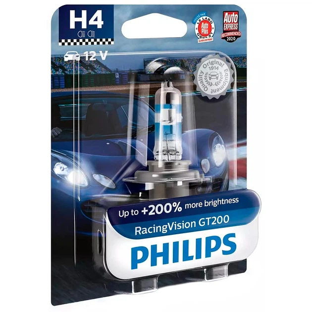 Галогеновая лампа Philips H4 RacingVision GT200 12342RGTB1 60/55W P43t