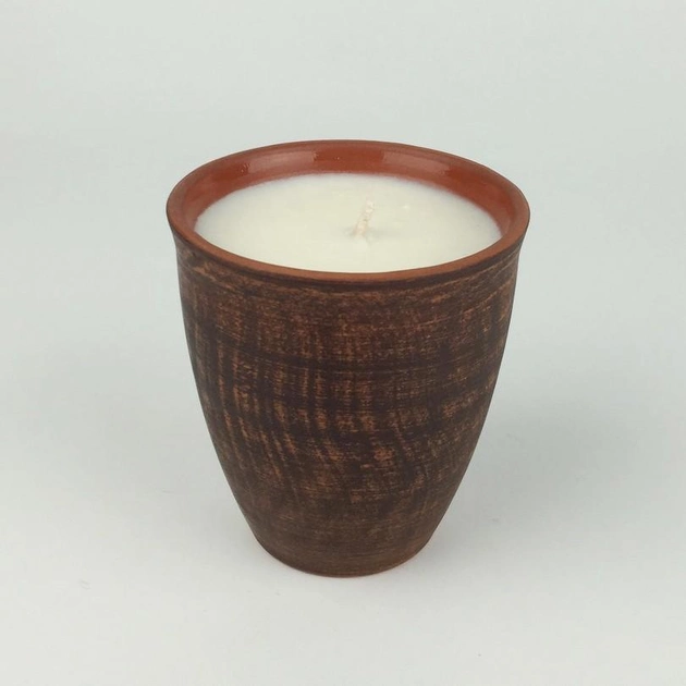 Ароматическая свеча из натурального соевого воска Сандал глина коричневый 200г - изображение 1