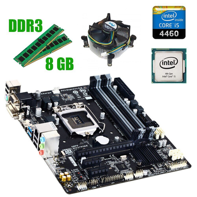 Комплект б/у: Материнская плата Gigabyte GA-B85M-DS3H/ Core i5-4460 4 ...