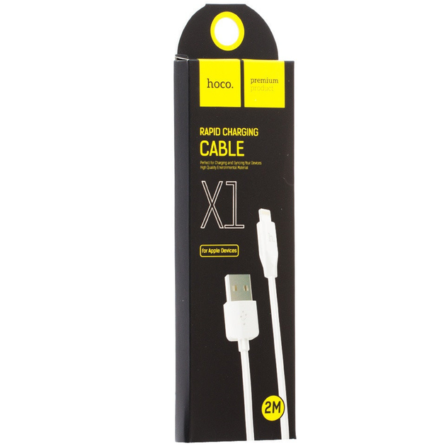Кабель USB HOCO с разъемом Lightning (X1), 2m Белый - Фото 2 Кабель USB HOCO с разъемом Lightning (X1), 2m Белый - изображение 2