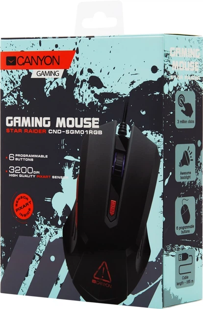 Mysz Canyon Star Raider GM-1 USB Czarna (CND-SGM01RGB) - obraz 3