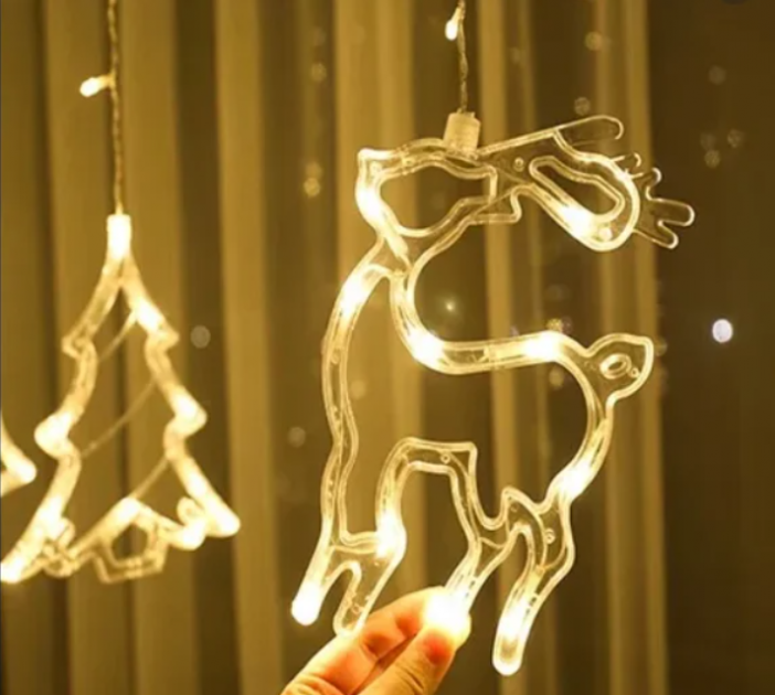 Гирлянда штора Xmas с формами колокольчики 12 PCS light Белый теплый - изображение 3
