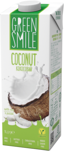 Напиток ультрапастеризованный рисово-кокосовый обогащенный кальцием Green Smile 3.0% жира 1 л (4820254400090) - изображение 1
