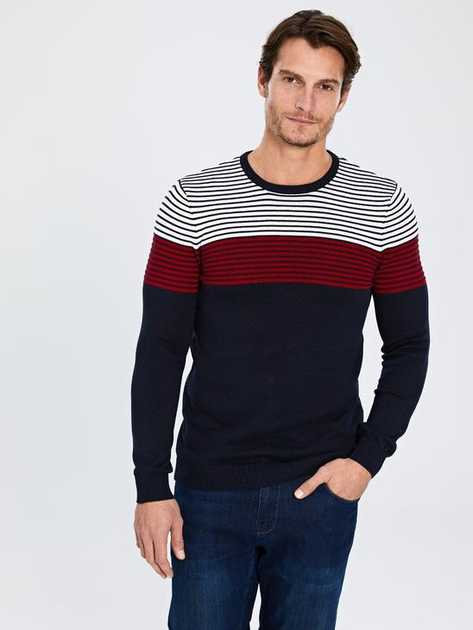 Мужской свитер LC Waikiki в бело-красную полоску M Синий (LCWKnitwear ...