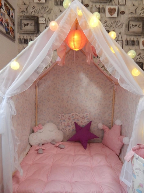 Детский домик палатка "Маленькая принцеса+гирлянда+подушки" 