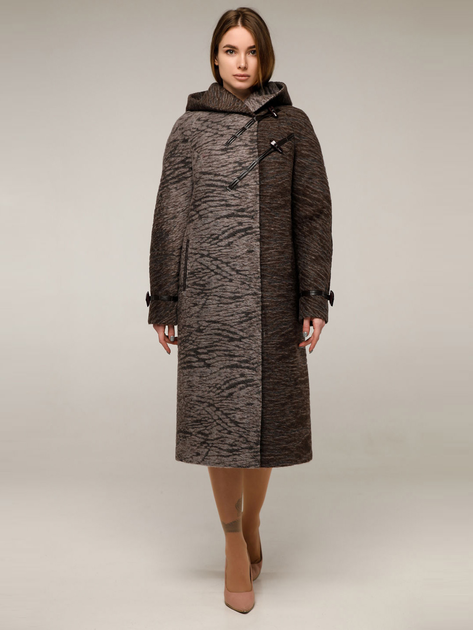 Акція на Пальто зимове довге з капюшоном жіноче Favoritti П-1287 Sanaz-C Тон 105 44 Рожеве з коричневим від Rozetka