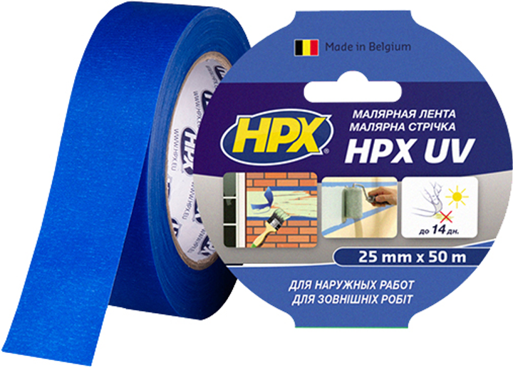Малярная лента HPX UV для наружных работ с УФ-защитой 25 мм х 50 м ...