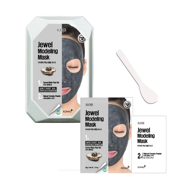 Моделирующая маска для лица с черным жемчугом Konad Iloje Jewel Modeling Mask Pack Aurora Black Pearl 50г+5г (8809433726080) 