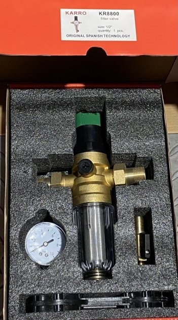 Фильтр самопромывной Karro KR 8800 1/2" для холодной воды с редуктором ...