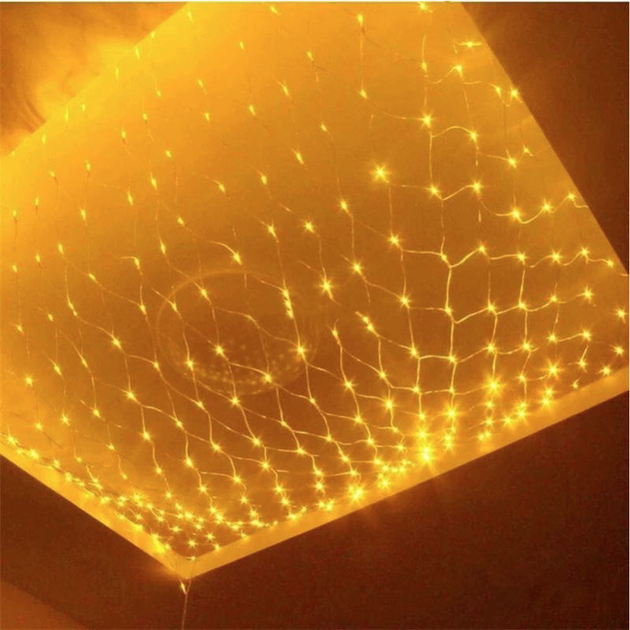 Гирлянда светодиодная новогодняя теплая белая Сетка 120 LED 1.7 x 1.5м - изображение 6