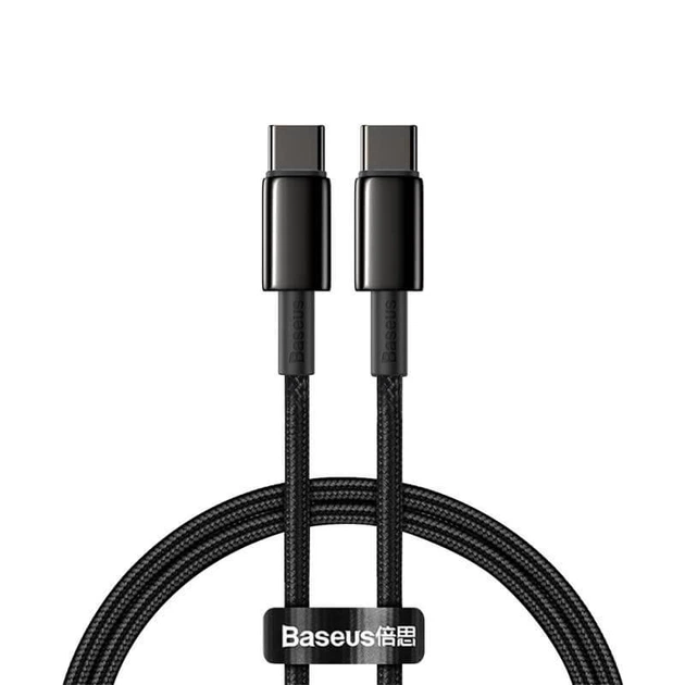 USB кабель Type-C на Type-C BASEUS Tungsten Gold Fast Charging |1m, 100W, 5A|. Black - изображение 4