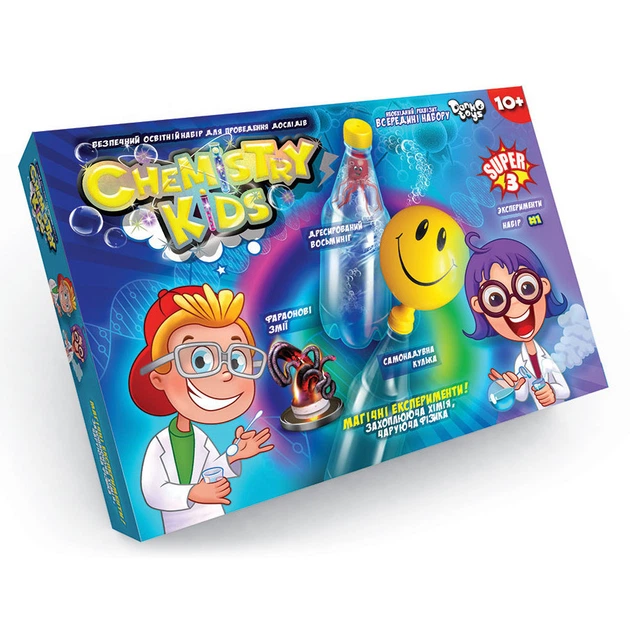Дитячий набір для проведення дослідів CHEMISTRY KIDS CHK-02 CHK-02-01U - Фото 1 Дитячий набір для проведення дослідів CHEMISTRY KIDS CHK-02 CHK-02-01U - зображення 1