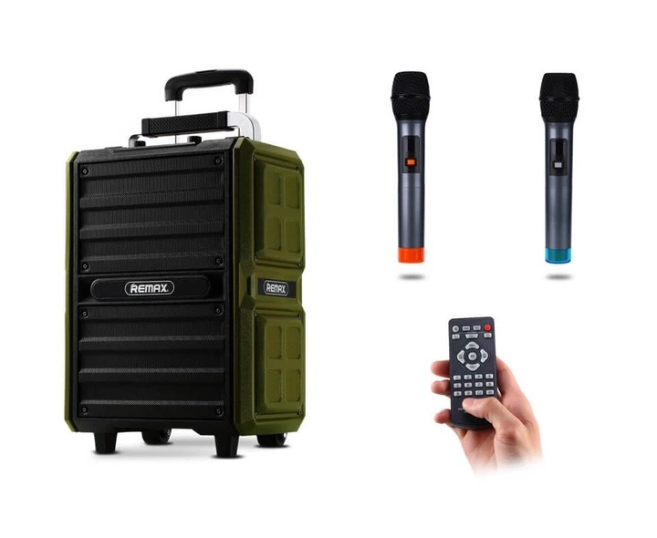 Акустика-караоке Remax Outdoor portable karaoke Bluetooth speaker X5 |50W, 6 Hours|з 2-ма мікрофонами - Фото 5 Акустика-караоке Remax Outdoor portable karaoke Bluetooth speaker X5 |50W, 6 Hours|з 2-ма мікрофонами - зображення 5