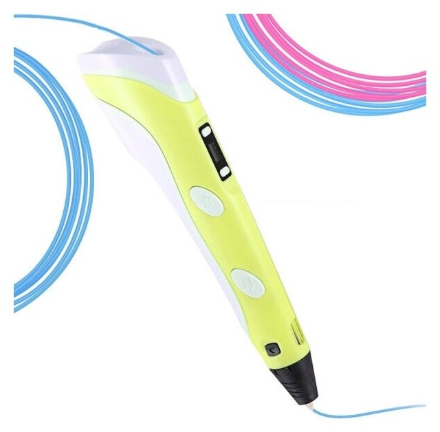 3D ручка c LCD дисплеем 3DPen Hot Draw 3 Yellow+Досточка+Ножницы+Комплект эко пластика для рисования 209 метров - изображение 11