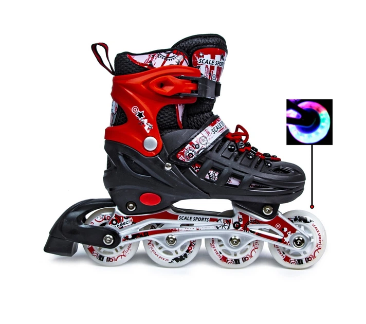 Детские раздвижные ролики 29-33 Scale Sports Red с подсветкой переднего колеса - Фото 2 Детские раздвижные ролики 29-33 Scale Sports Red с подсветкой переднего колеса - изображение 2