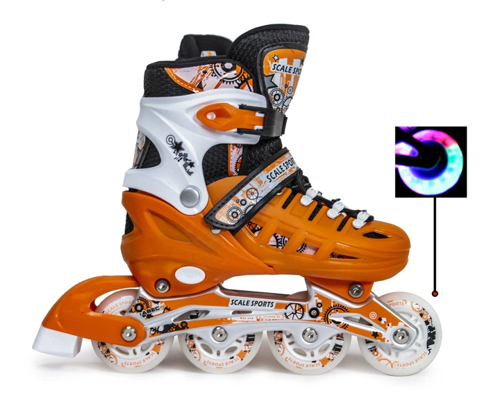Ролики раздвижные Scale Sports с PU колесами. ORANGE. Размер 34-38 - изображение 2
