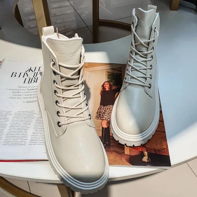 Ботинки удобные женские молочные весенние осенние Fashion 39, A59м - Фото 8 Ботинки удобные женские молочные весенние осенние Fashion 39, A59м - изображение 8