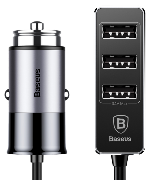 Автомобільний зарядний пристрій Baseus Enjoy Together 4xUSB 5.5 А Сірий (CCTON-0G) - зображення 3