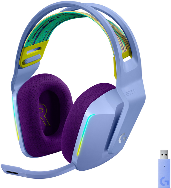 Акція на Навушники Logitech Lightspeed Wireless RGB Gaming Headset G733 Lilac (981-000890) від Rozetka