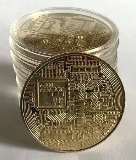 Сувенірна монета Біткоїн BTC (Bitcoin) у пластиковій прозорій коробці/чохлі (530284940) Золото - зображення 10