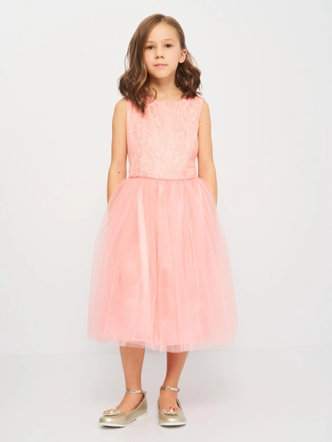 Акція на Дитяча святкова фатинова сукня для дівчинки Sasha 4336/13 134 см Персикова від Rozetka