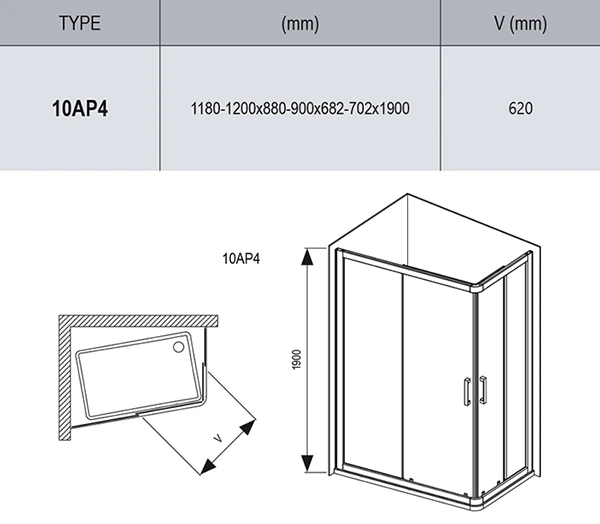 Душовий куточок Ravak 10° 120х90 см 10AP4-120/90 білий+transparent - изображение 3