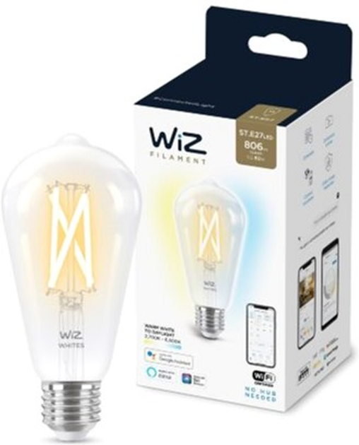 Умная лампочка WIZ E27 7W(60W 806Lm) ST64 2700-6500K филаментная Wi-Fi ...