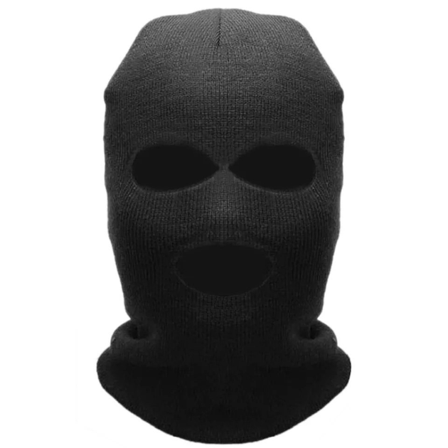 Балаклава маска Военная 2 (бандитка, хулиганка, мафия, вор) 3 отверстия Черная, Унисекс WUKE One size - изображение 1