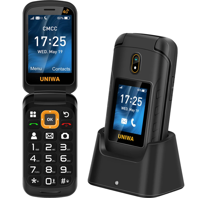 Мобільний телефон Uniwa V909T black Кнопковий Розкладачка 2,8"/1,77" 2250mAh (1486zp) - Фото 3 Мобільний телефон Uniwa V909T black Кнопковий Розкладачка 2,8"/1,77" 2250mAh (1486zp) - зображення 3