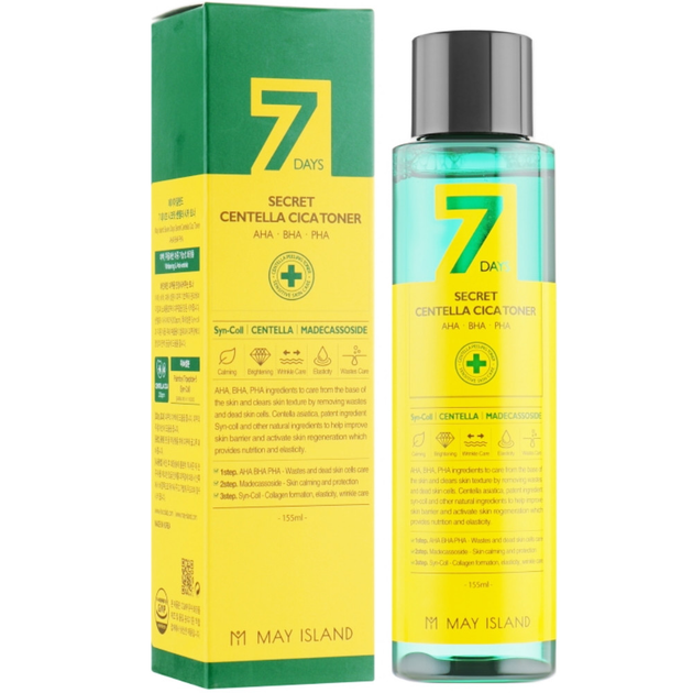 Тонер для проблемной кожи с кислотами May Island 7 Days Secret Centella Cica Toner 155 мл (8809515400518) 