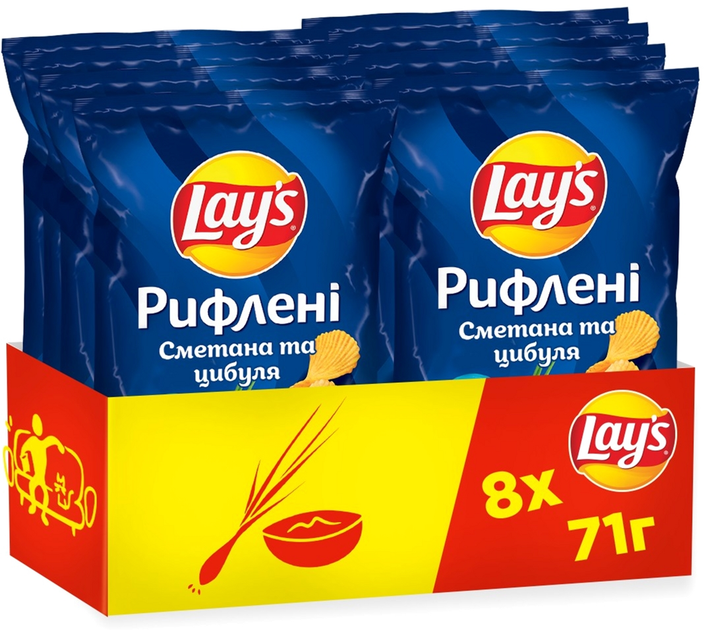 Упаковка чипсов Lay's рифленых со вкусом Лука 71 г х 8 шт ...