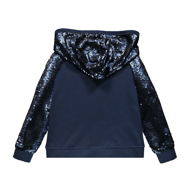 Толстовка с пайетками для девочки Brums 193BGFC008 синяя 128 - Фото 2 Толстовка с пайетками для девочки Brums 193BGFC008 синяя 128 - изображение 2