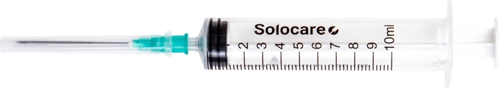 Шприц ін'єкційний трикомпонентний одноразовий стерильний Solocare 10 мл із голкою 21G 0.8x40 мм 100 шт. (Н336909) - зображення 2