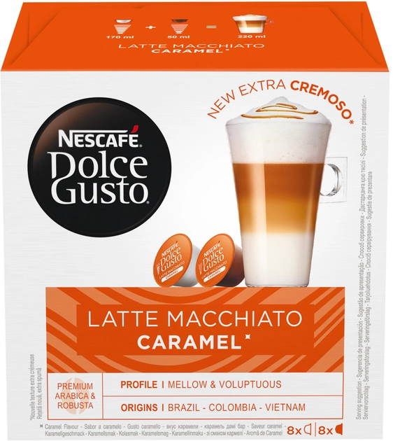 Акція на Кава в капсулах NESCAFE Dolce Gusto Latte Macchiato Caramel 16 шт 145.6 г від Rozetka