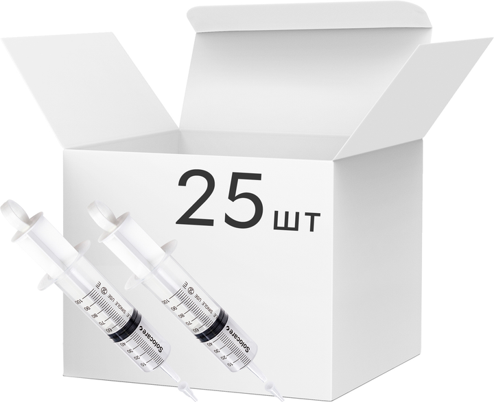 Шприц трехкомпонентный одноразовый стерильный Solocare Catheter Tip без иглы 100 мл 25 шт (Н359060) - изображение 1