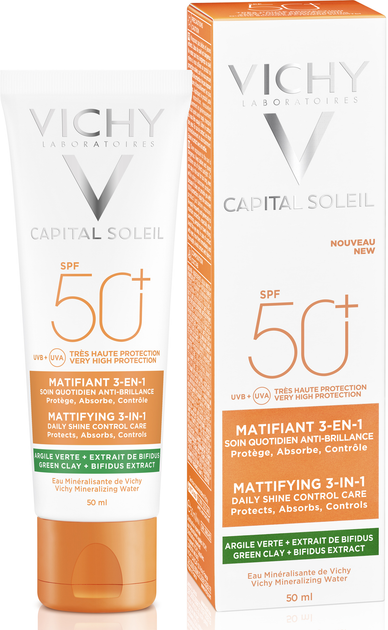 Сонцезахисний матувальний крем 3-в-1 Vichy Capital Soleil для жирної, проблемної шкіри обличчя SPF 50+ 50 мл (3337875695176) - зображення 3