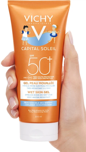 Сонцезахисний водостійкий гель Vichy Capital Soleil з технологією нанесення на вологу шкіру для чутливої шкіри дітей SPF 50+ 200 мл (3337875695206) - зображення 7